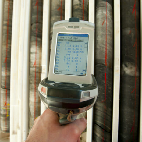 Device being used to scan and collect lab data